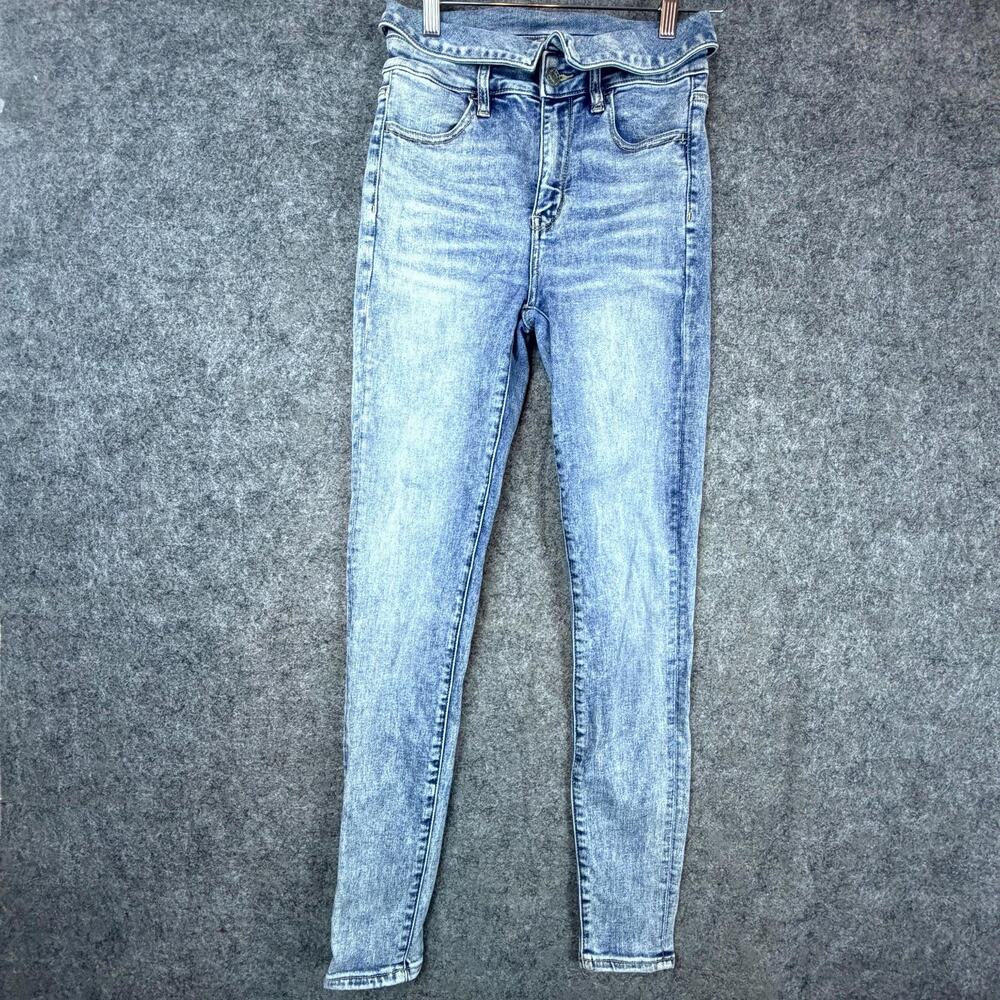 American Eagle Outfitters Next Level Jeans Womens 4 Blue Denim Fold Over Waist